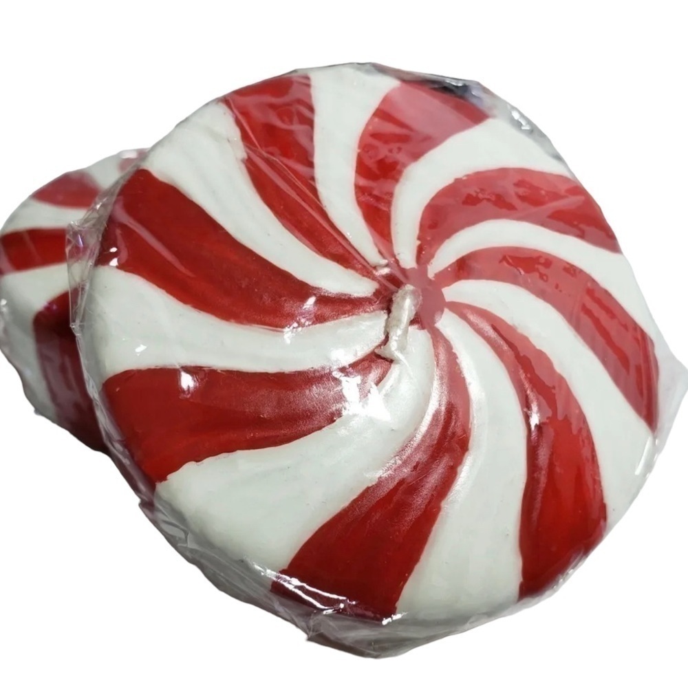 Starlite Peppermint Candy Candle Set 2 Red & White Mint Candles #2721 NIB - Picture 3 of 7